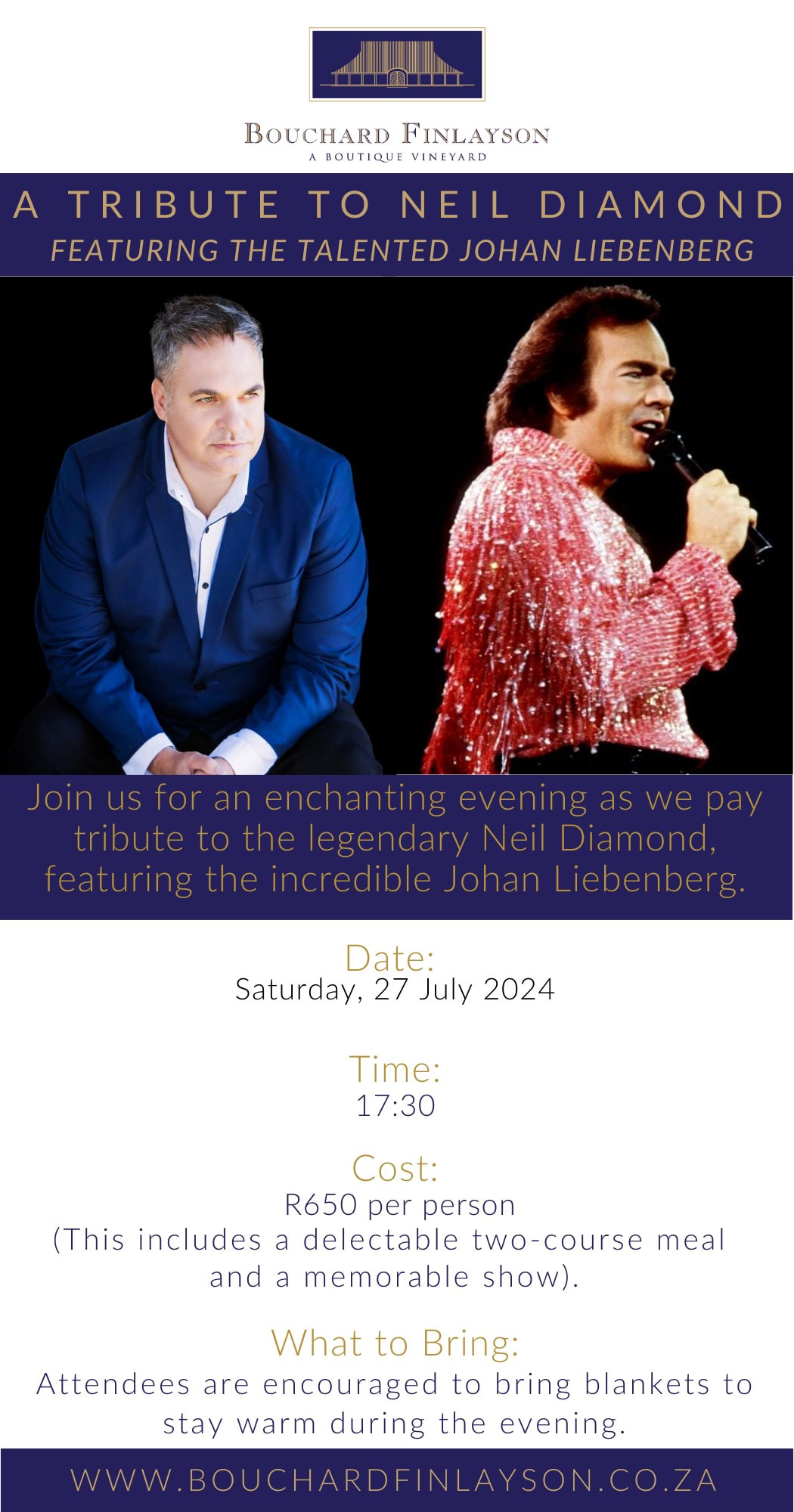 Bouchard Finlayson tribute to Neil Diamond 27th July 2024