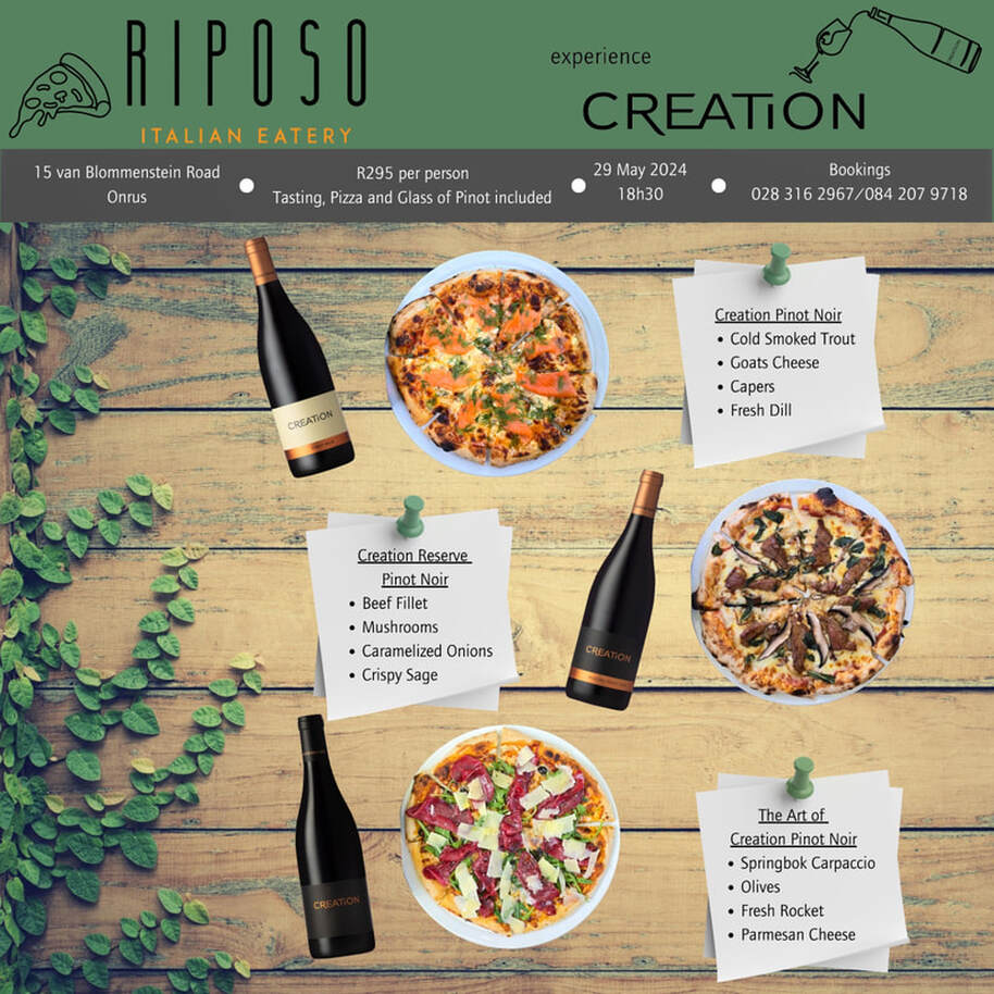 Riposo Italian Eatery, Onrus - evening with Creation Wine - 29th May 2024